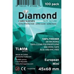   Diamond Azure: European Mini (45 x 68mm, 80 mikron, 100 db) kártyavédő