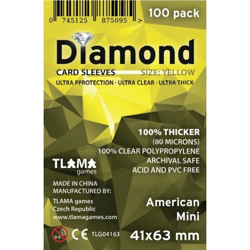 Diamond Yellow: American Mini (41 x 63mm, 80 mikron, 100 db) kártyavédő