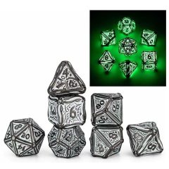   Fluoreszkáló Druid fém dobókocka készlet társas- és szerepjátékokhoz