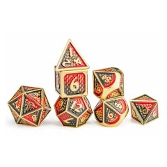   Behemoth Gold with Red and Black fém dobókocka készlet társas- és szerepjátékokhoz