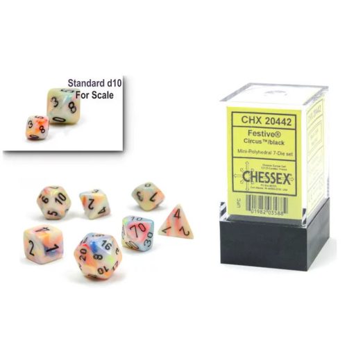 Chessex Mini-Polyhedral CircusTM/black 7 darabos mini kockakészlet