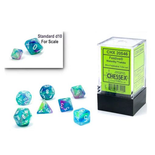 Chessex Mini-Polyhedral WaterlilyTM/white 7 darabos mini kockakészlet