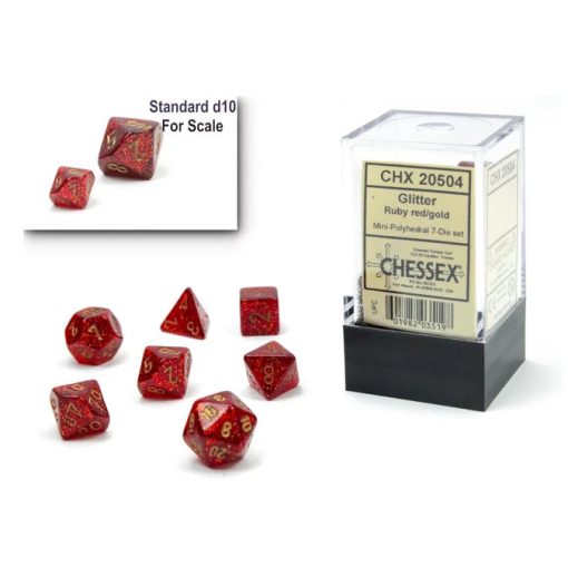 Chessex Mini-Polyhedral Ruby/gold 7 darabos mini kockakészlet