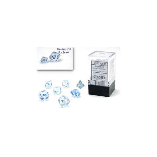 Chessex Borealis Mini-Polyhedral IcicleTM/light blue Luminary 7 darabos mini kockakészlet