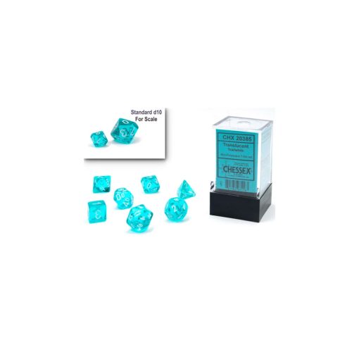 Chessex Translucent Mini-Polyhedral Teal/white 7 darabos mini kockakészlet