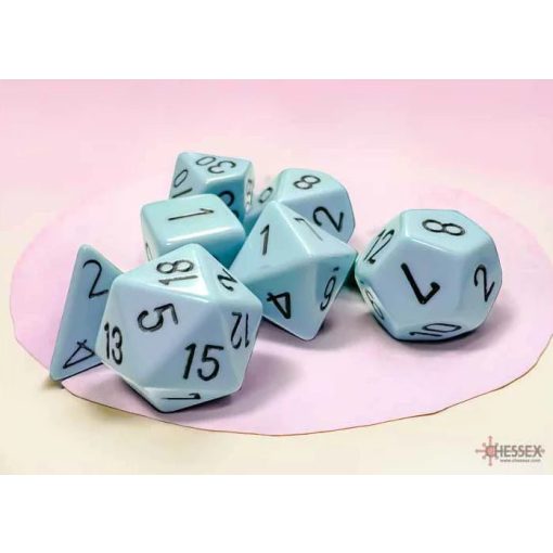Chessex Opaque Polyhedral Pastel kék/fekete 7 darabos kockakészlet