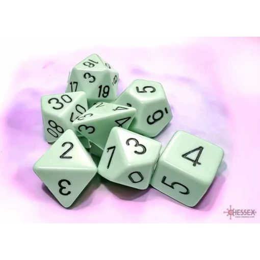 Chessex Opaque Polyhedral Pastel zöld/fekete 7 darabos kockakészlet