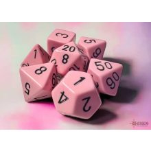 Chessex Opaque Polyhedral Pastel rózsaszín/fekete 7 darabos kockakészlet