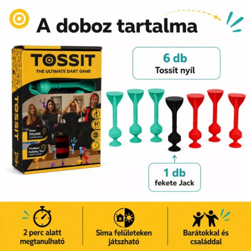Tossit Starter Pack társasjáték – Kék, Sárga | Szilikon Tapadókorongos Darts